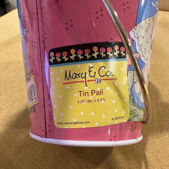 Mary Engelbreit Tin Metal Pail Bucket Container Happy Day Planter Gardener - Picture 3 of 6